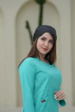 کلاه جراحی مشکی خال سفید ساده - تصویر 3