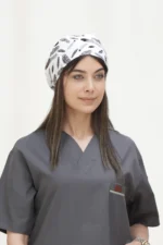کلاه جراحی سفید طرح پر
