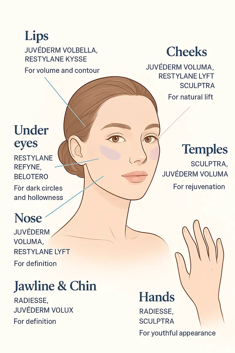 راهنمای کامل فیلر برای قسمت های مختلف صورت و بدن